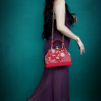 Leather Top-Handle Bag - Floral Rub