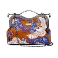 Dual Lock Metal Handle Bag - Golden Crane