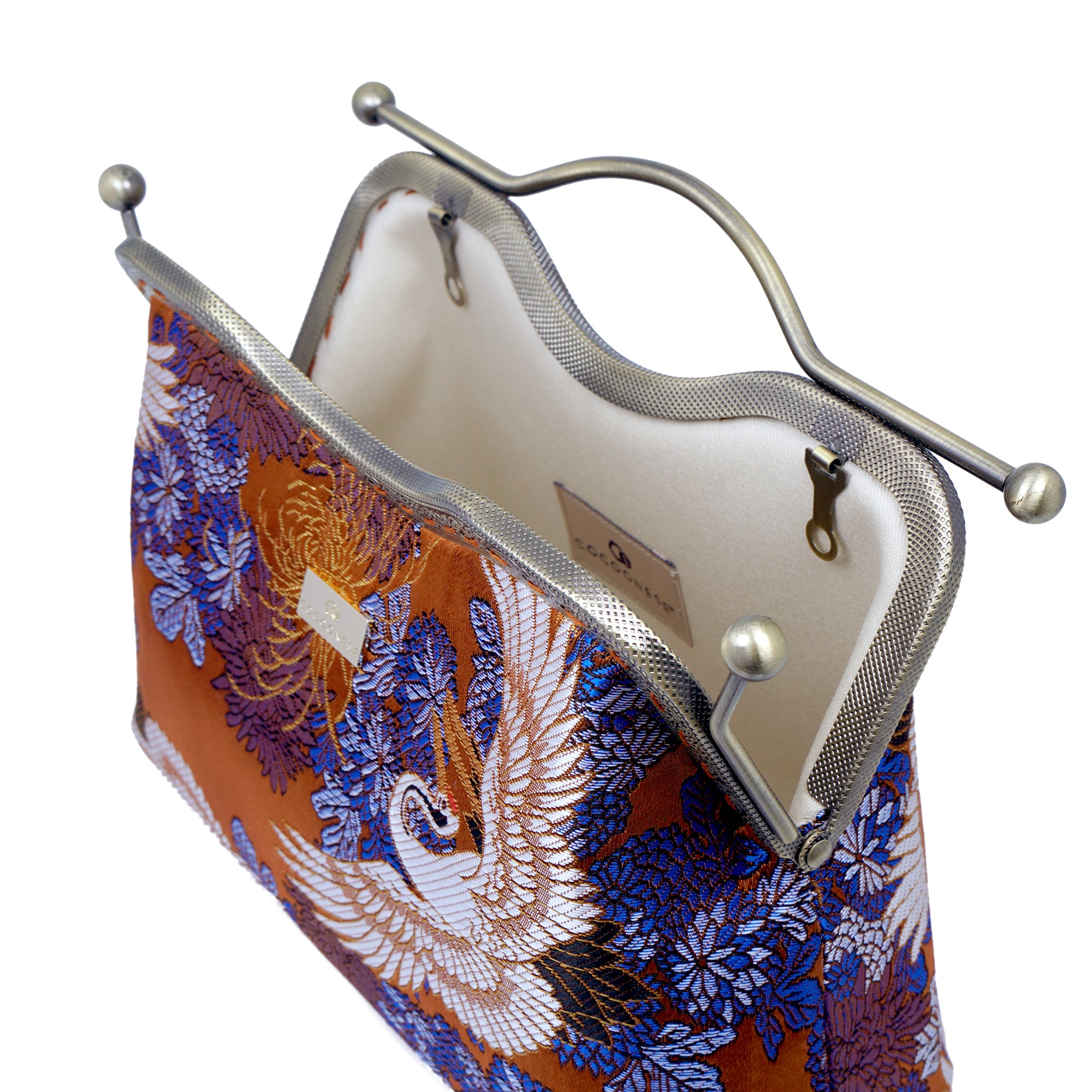 Dual Lock Metal Handle Bag - Golden Crane