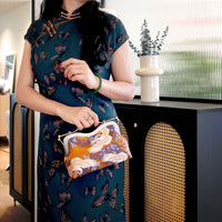 Dual Lock Metal Handle Bag - Golden Crane