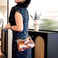 Dual Lock Metal Handle Bag - Golden Crane