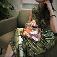 Dual Lock Metal Handle Bag - Golden Crane