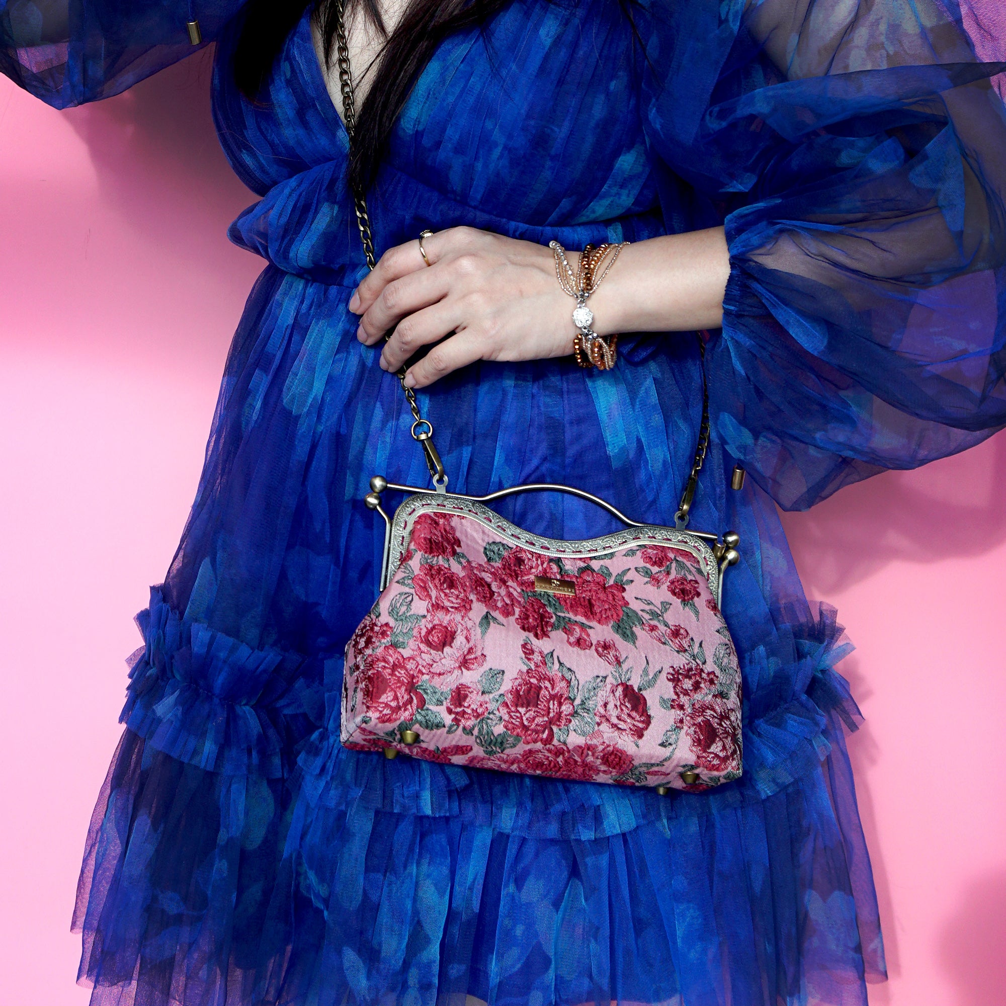 Dual Lock Metal Handle Bag - Rose of Versailles