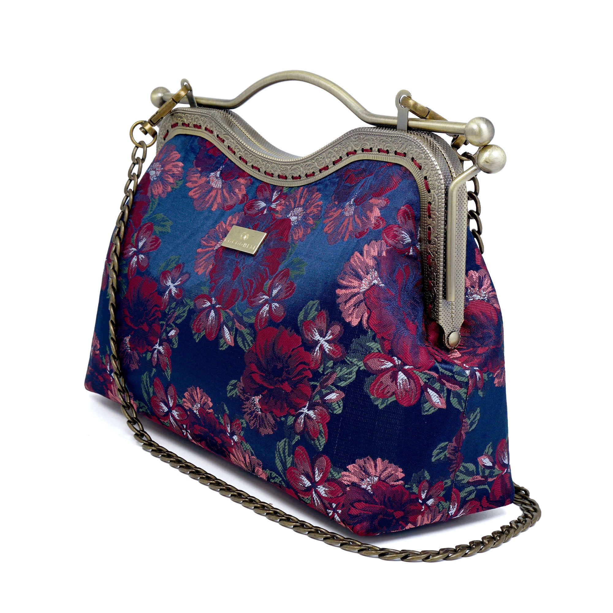 Dual Lock Metal Handle Bag - Night Carnation