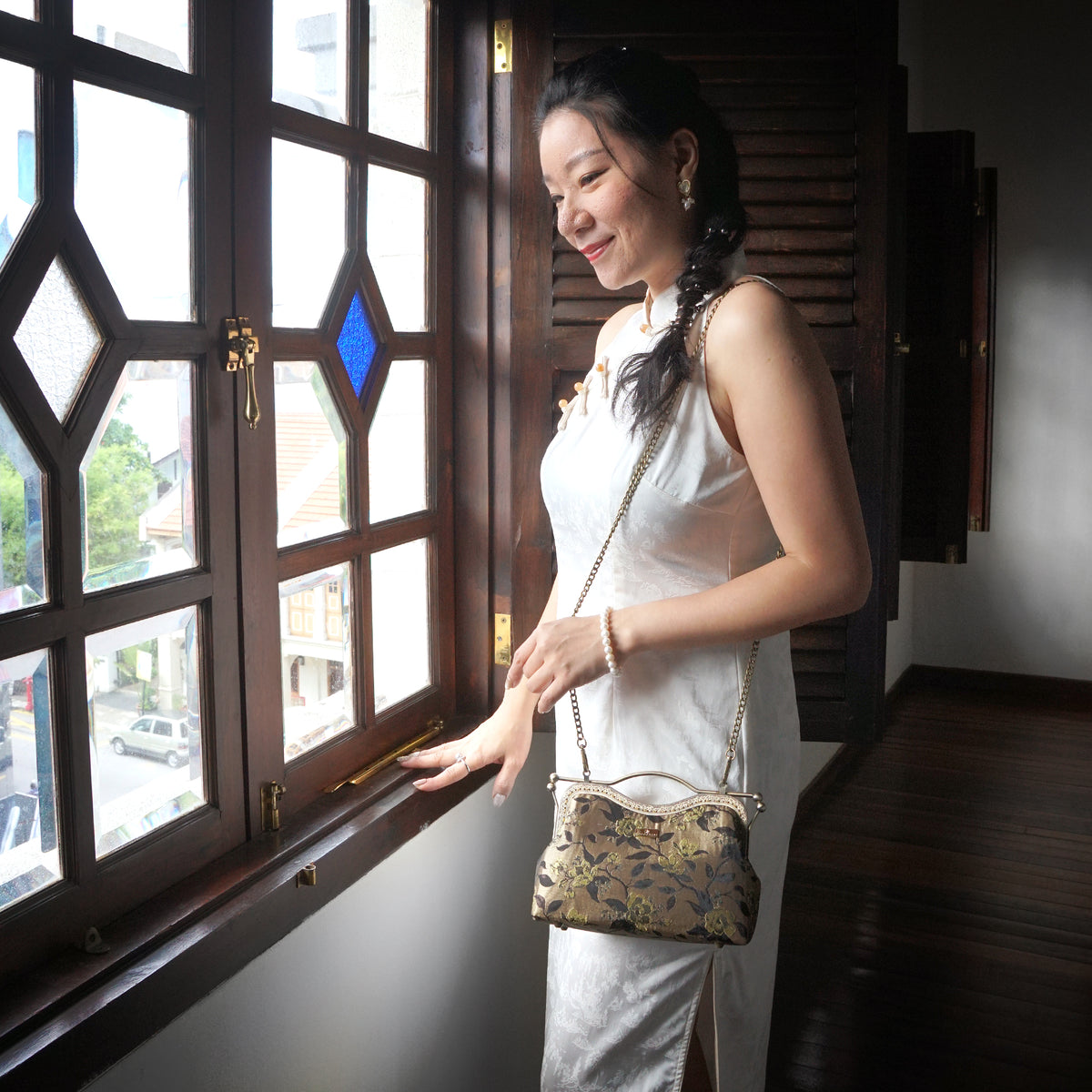 Dual Lock Metal Handle Bag - Shanghai Garden