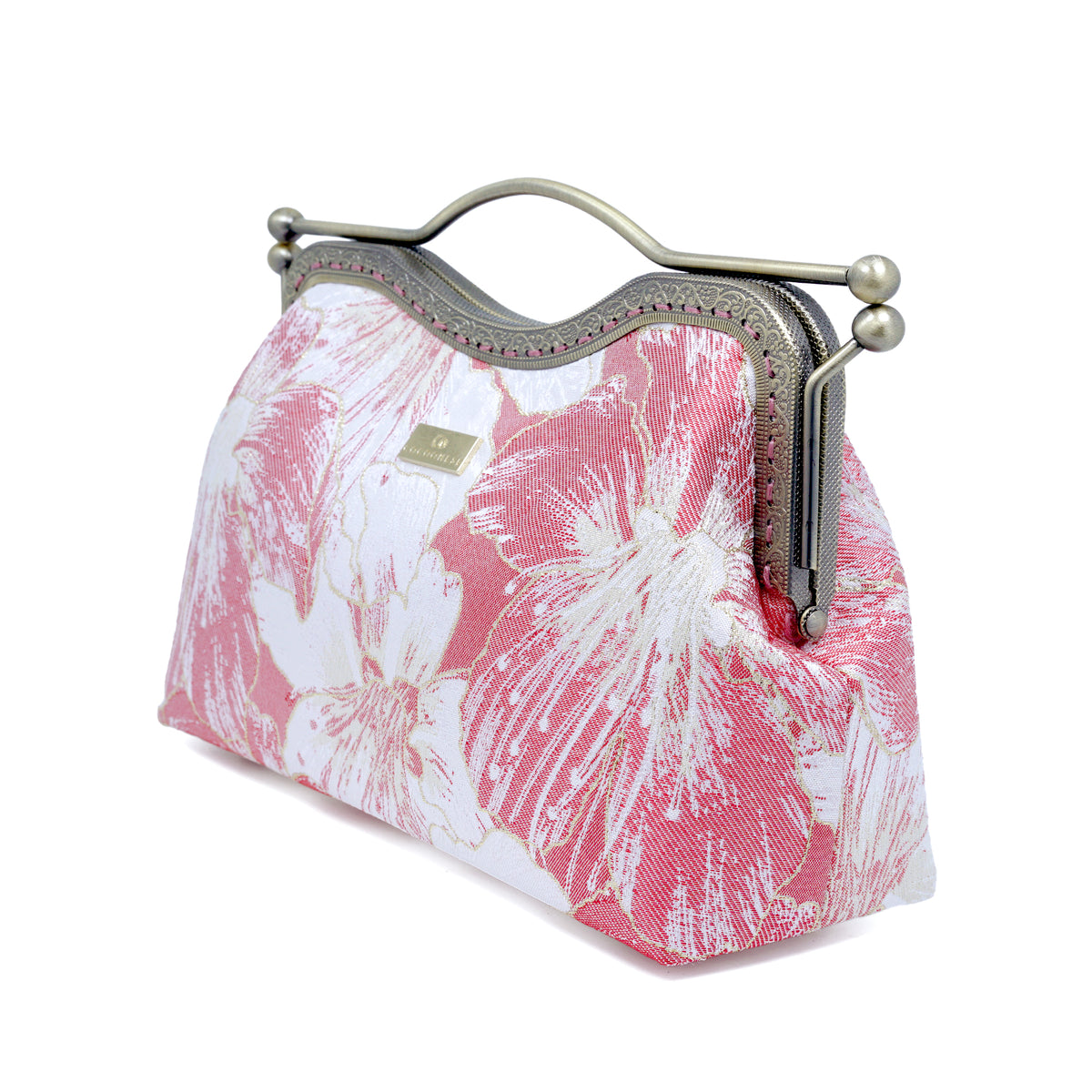 Dual Lock Metal Handle Bag - Gold Lily