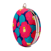 Round Hard Case Bamboo Handle Bag - Camellia Japonica