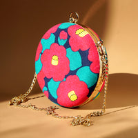 Round Hard Case Bamboo Handle Bag - Camellia Japonica