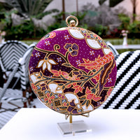 Round Hard Case Bamboo Handle Bag - Five Blessings