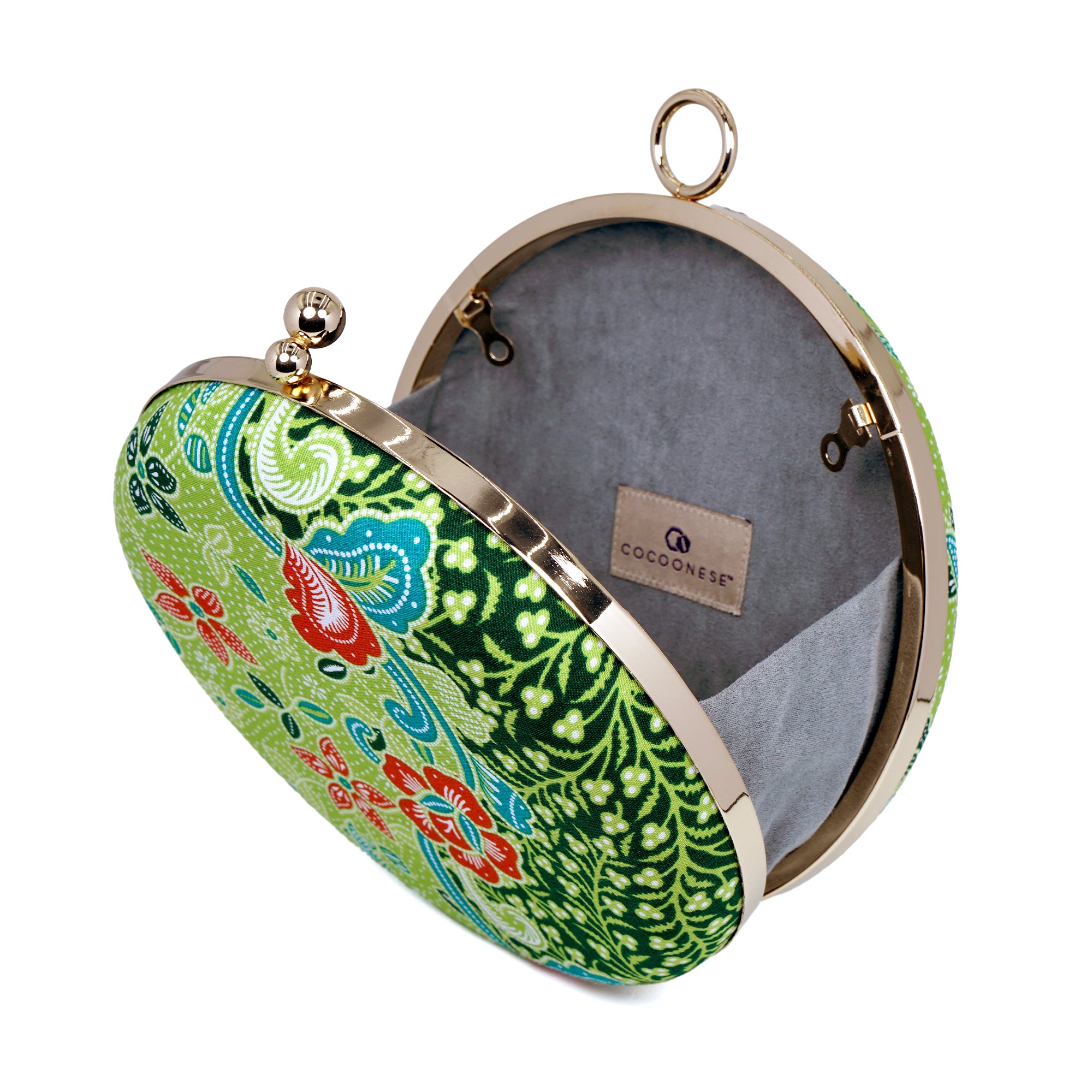 Round Hard Case Bamboo Handle Bag - Kawung