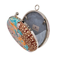 Round Hard Case Bamboo Handle Bag - Kawung