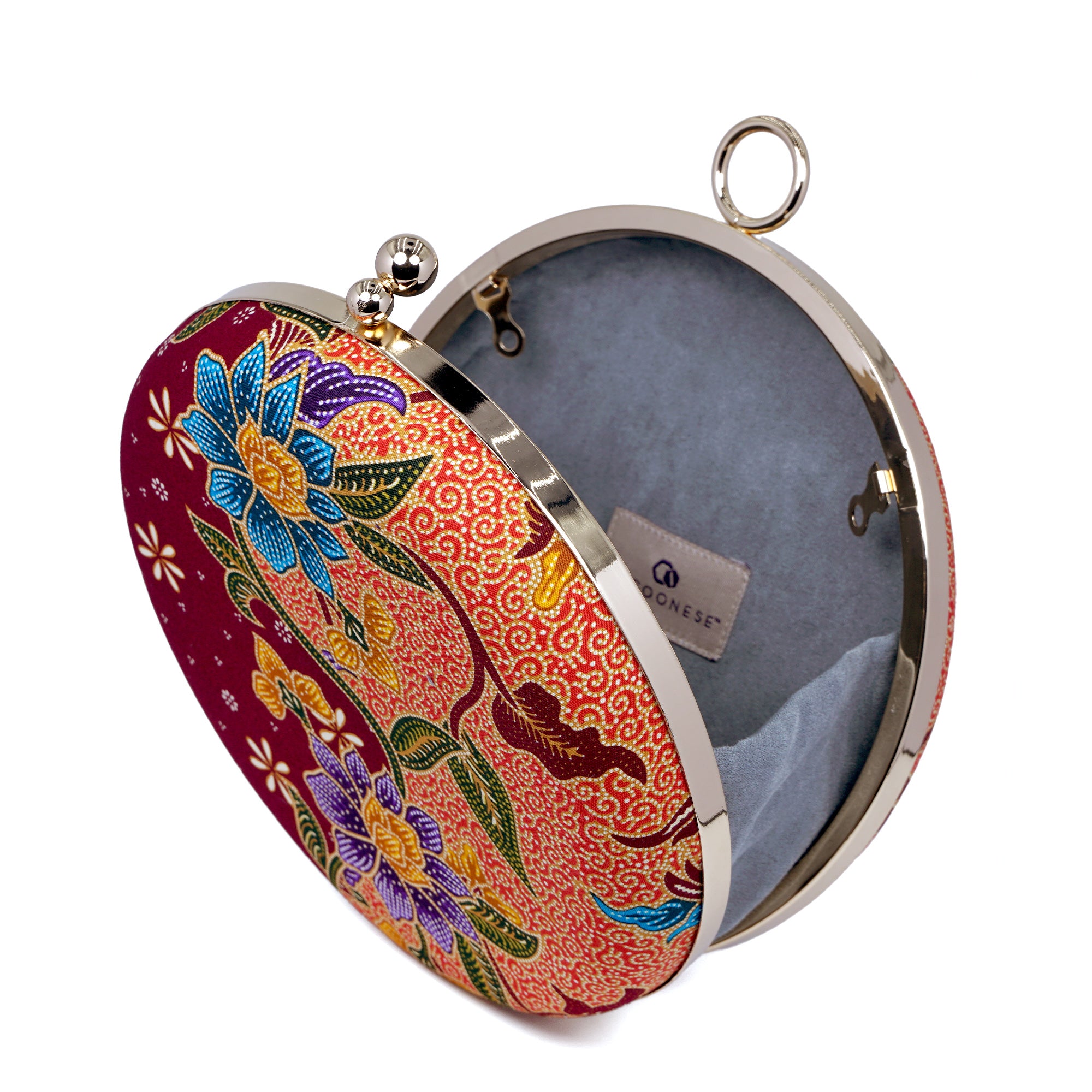 Round Hard Case Bamboo Handle Bag - Tropical Midnight