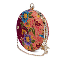 Round Hard Case Bamboo Handle Bag - Tropical Midnight