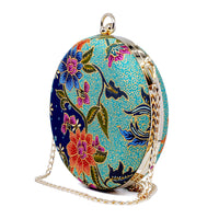 Round Hard Case Bamboo Handle Bag - Tropical Midnight