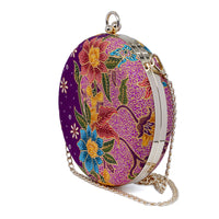 Round Hard Case Bamboo Handle Bag - Tropical Midnight