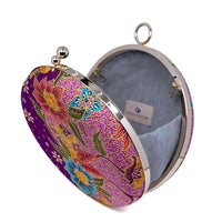 Round Hard Case Bamboo Handle Bag - Tropical Midnight