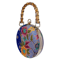 Round Hard Case Bamboo Handle Bag - Tropical Midnight