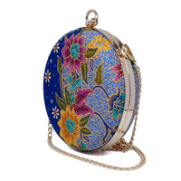 Round Hard Case Bamboo Handle Bag - Tropical Midnight