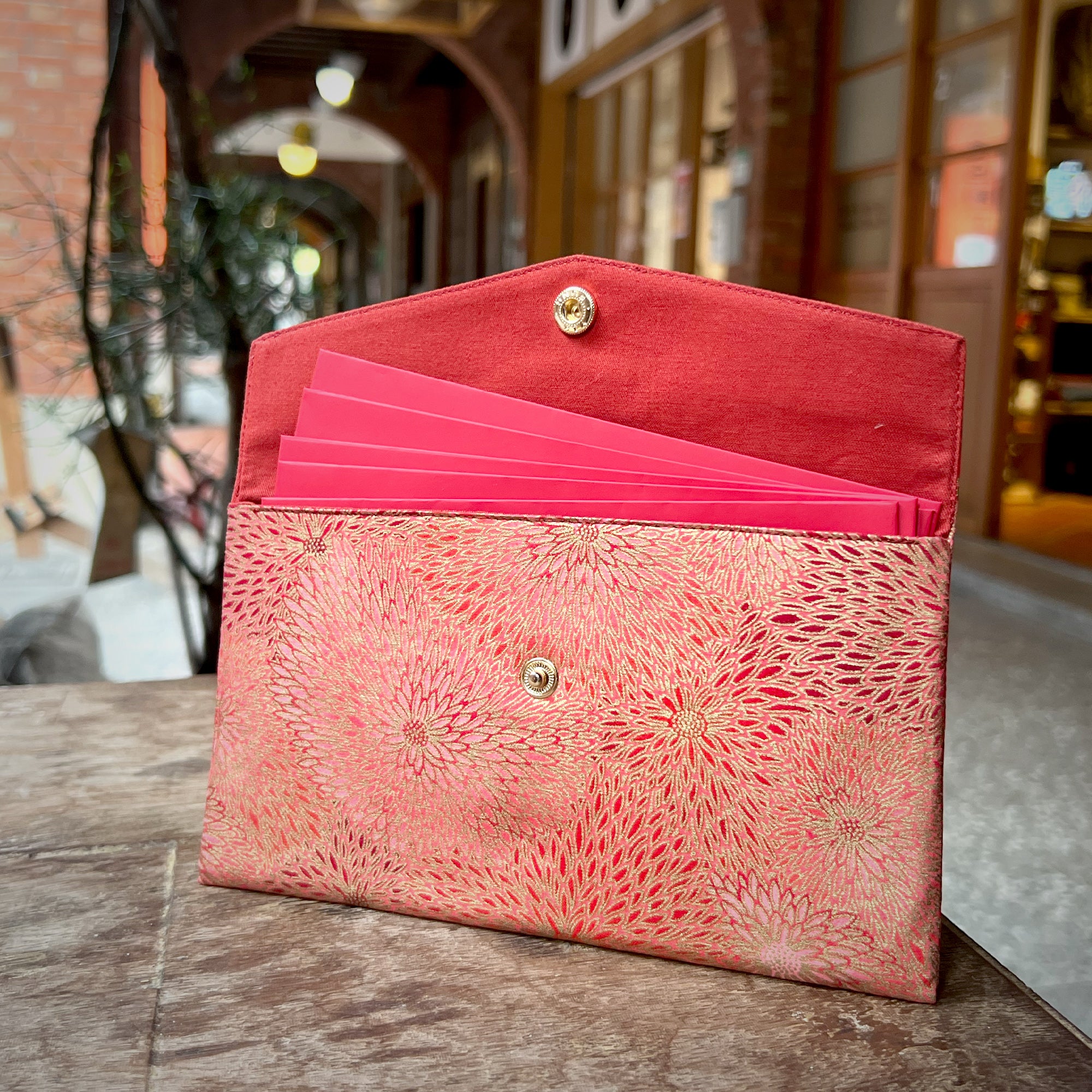 Red Packet Organizer - Golden Floral Array