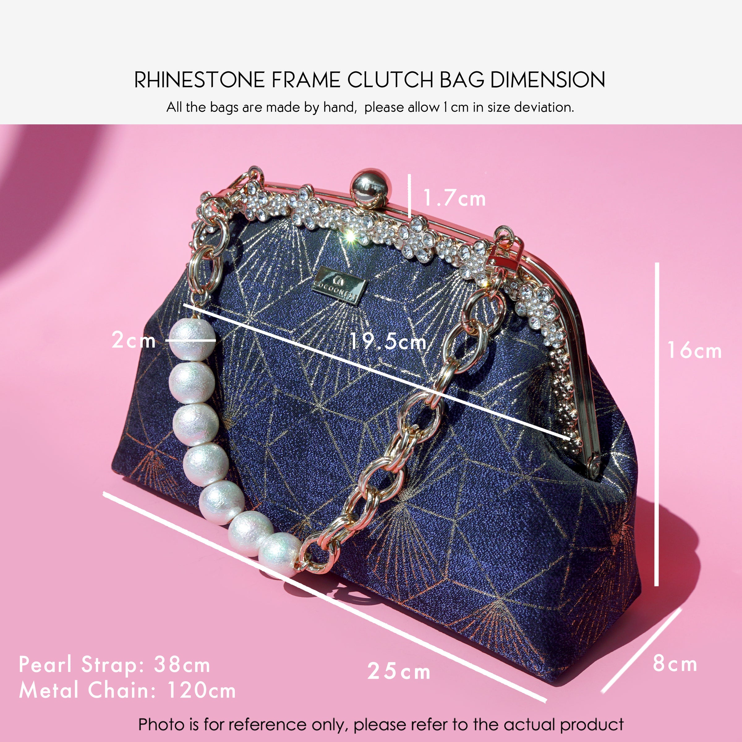 Rhinestone Frame Clutch Bag - Velvet
