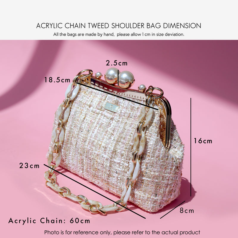 Acrylic Chain Tweed Shoulder Bag