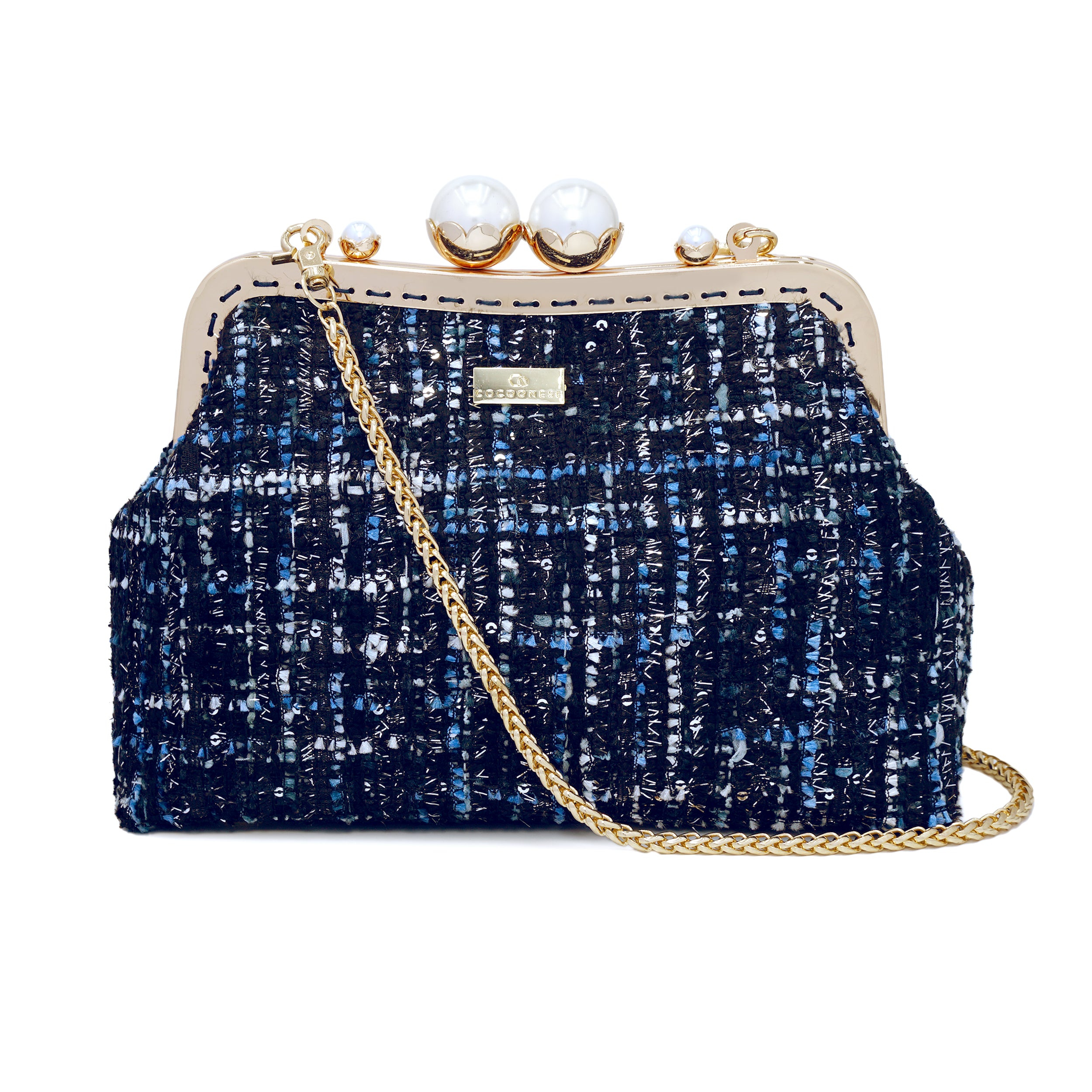 COCOONESE Acrylic Chain Tweed Shoulder Bag