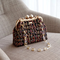 Acrylic Chain Tweed Shoulder Bag (Multi colors)