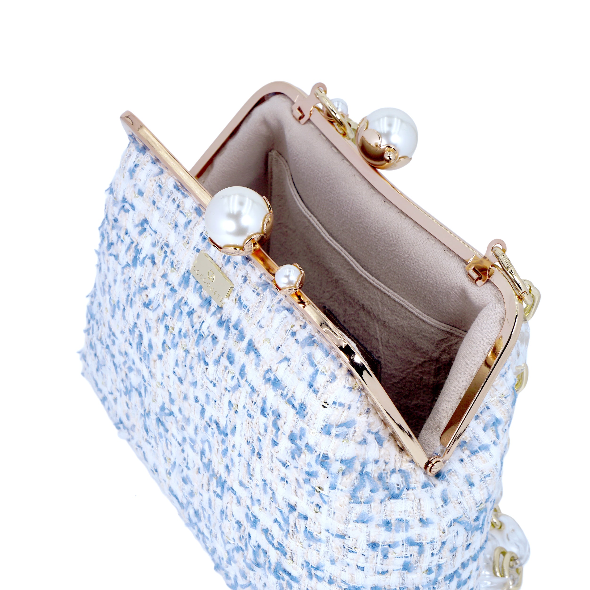 COCOONESE Acrylic Chain Tweed Shoulder Bag