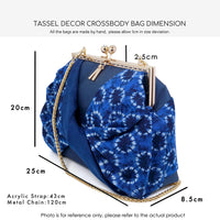 Tassel Decor Crossbody Bag - Shibori Polka Dots
