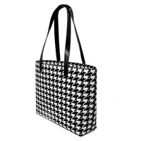 Zipper Top Tote Bag - Houndstooth Check(BK)