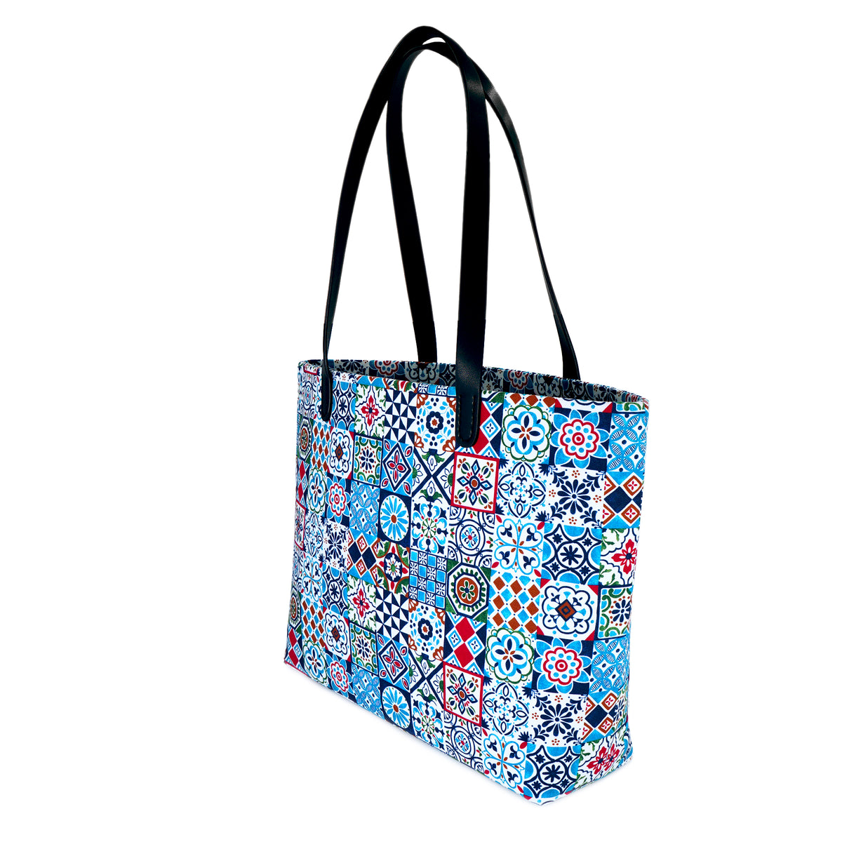 Zipper Top Tote Bag - Peranakan Tiles