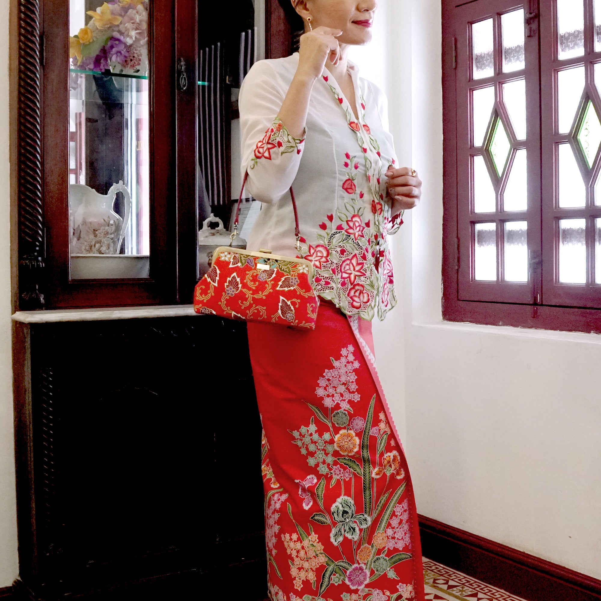 Batik Sarong Wrapped Skirt - Melati Salju(RD)