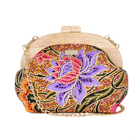 Round Crossbody Bag With Wooden Frame - Whimsy