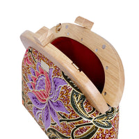 Round Crossbody Bag With Wooden Frame - Whimsy