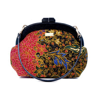 Round Crossbody Bag With Wooden Frame - Moonlit Garden
