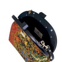Round Crossbody Bag With Wooden Frame - Moonlit Garden