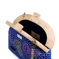 Round Crossbody Bag With Wooden Frame - Starlit Petal