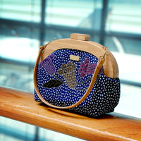 Round Crossbody Bag With Wooden Frame - Starlit Petal