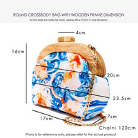 Round Crossbody Bag With Wooden Frame - Starlit Petal