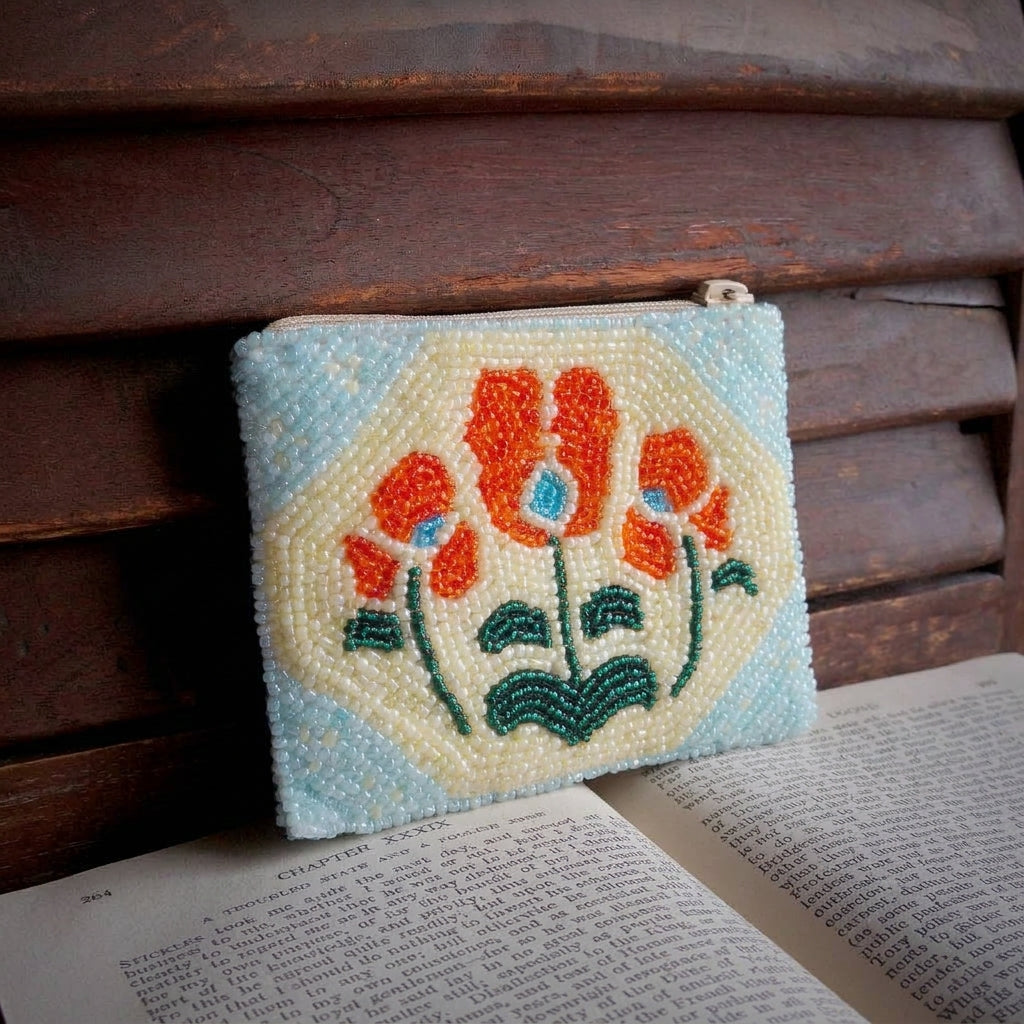 Beaded Coin Purse - Poppy Trio(GN))