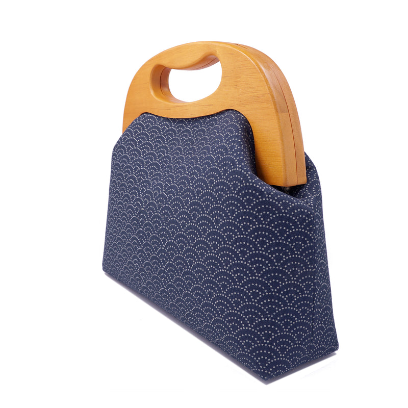 Handbag With Wooden Frame - Under the Wave