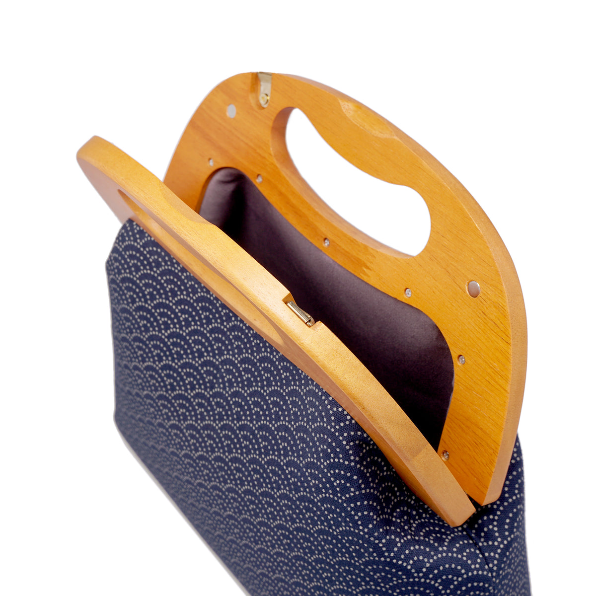Handbag With Wooden Frame - Under the Wave
