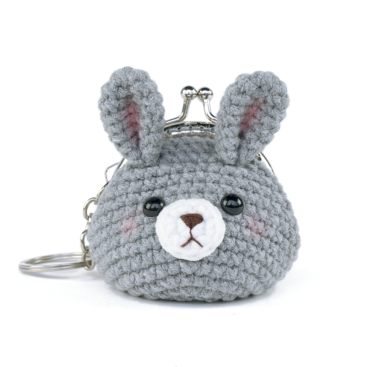 Animal Coin Purse with Key Chain - Grey Rabbit