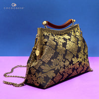 Amber Resin Top Handle Bag - Royal Songket