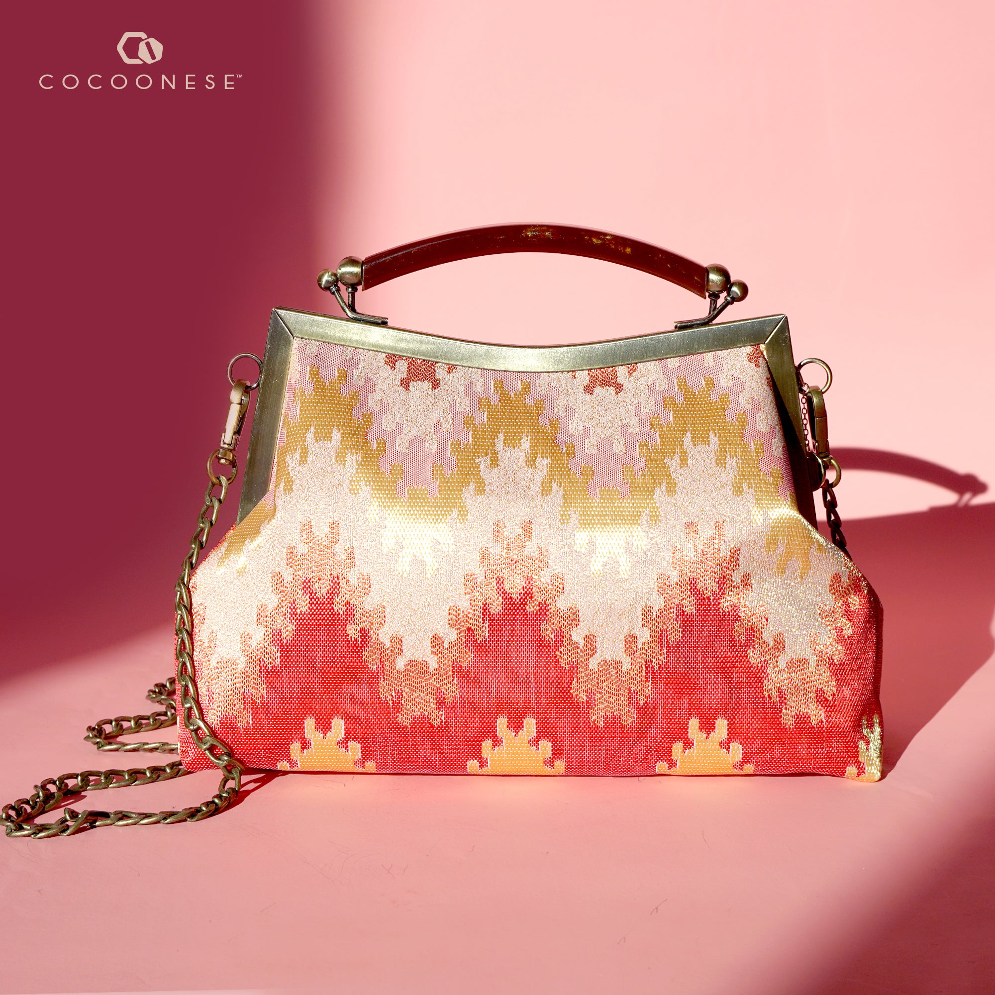 Amber Resin Top Handle Bag - Songket Waltz (Pink)