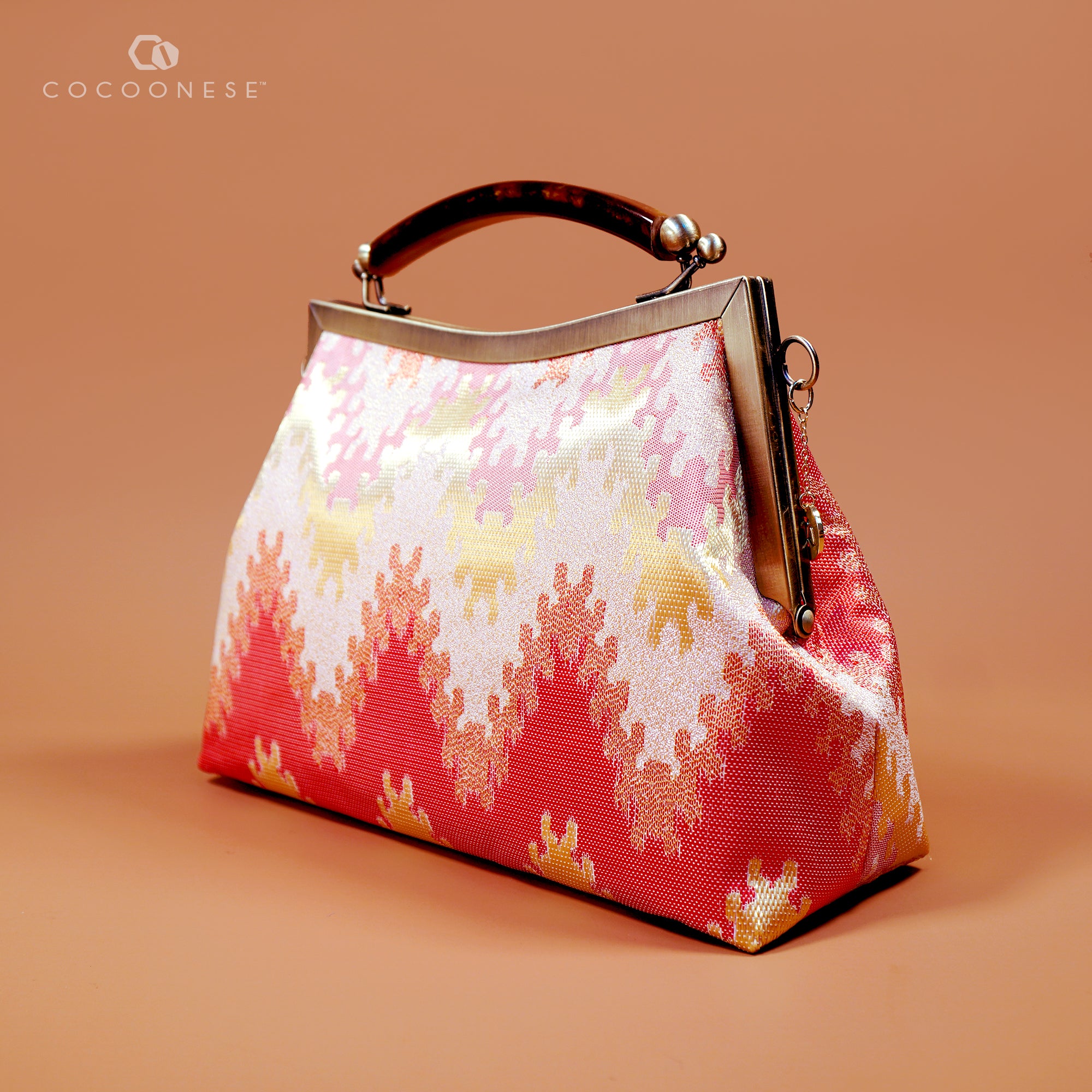 Amber Resin Top Handle Bag - Songket Waltz (Pink)