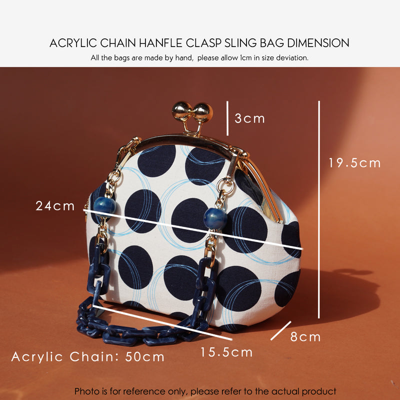 50 % OFF - Acrylic Chain Handle Clasp Sling Bag - Geometric Dynamic Dots