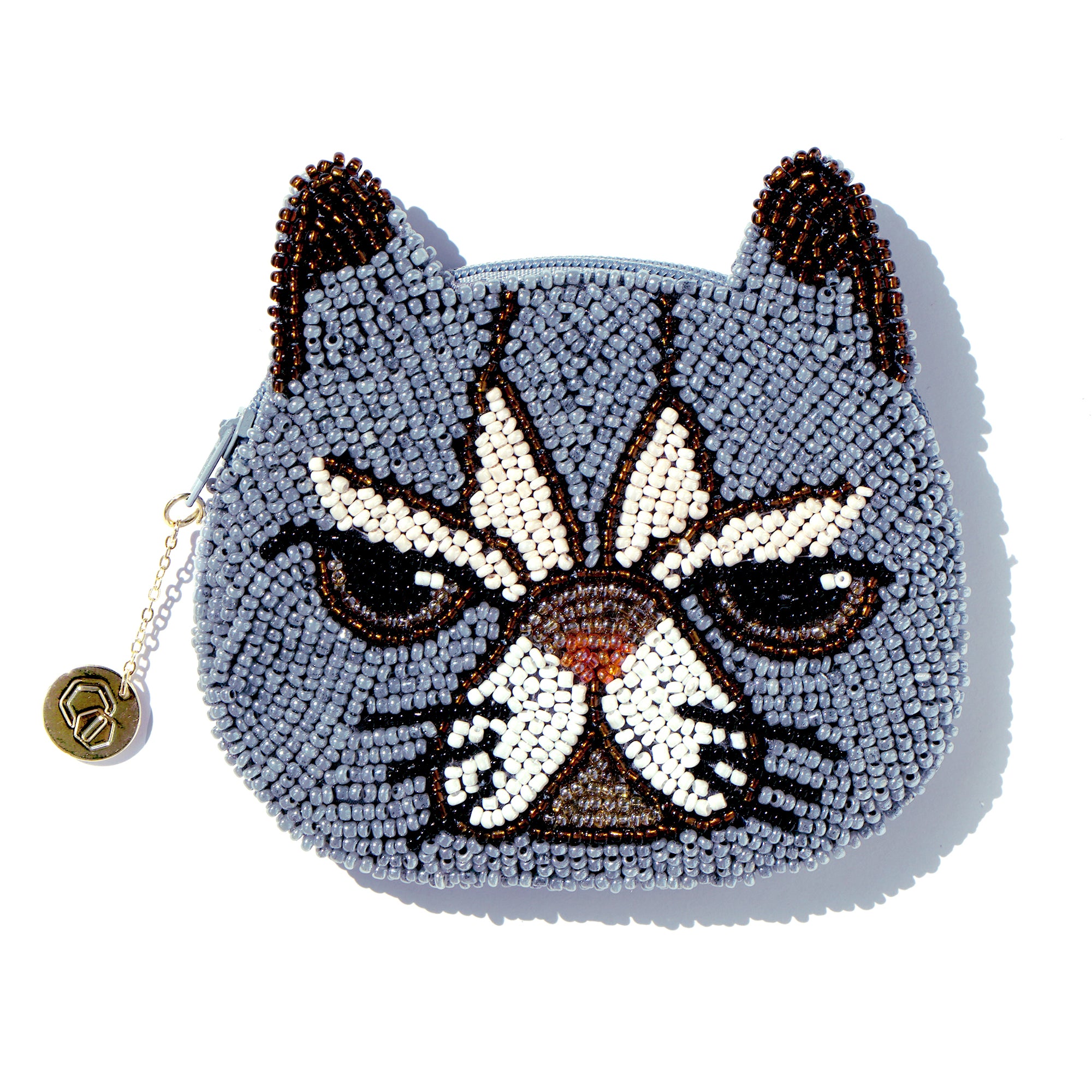 Beaded Coin Purse - Grumpy Cat