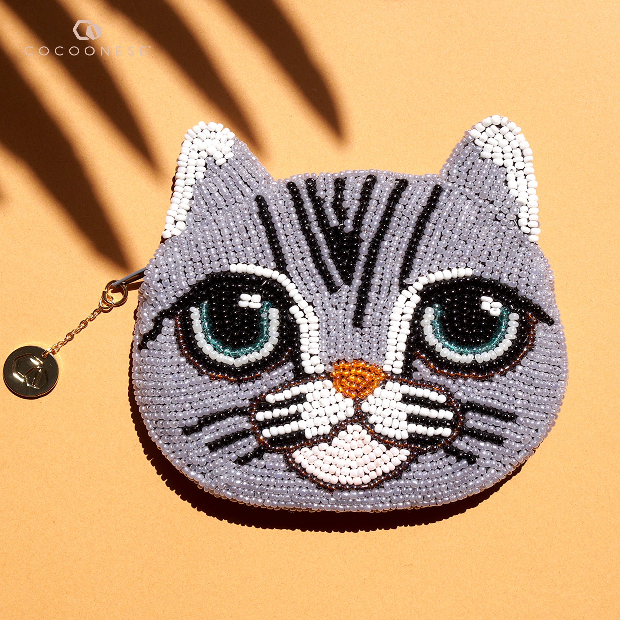 Beaded Coin Purse - Curious Cat