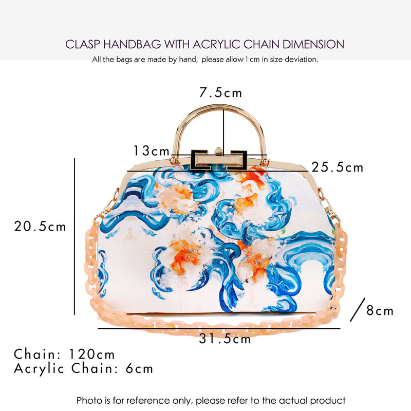 Clasp Handbag with Acrylic Chain - Cascade